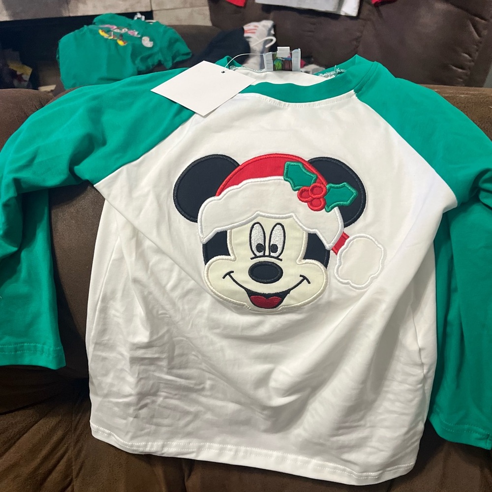 Smock Monkey size 4 Mickey Christmas appliqué shirt NWT